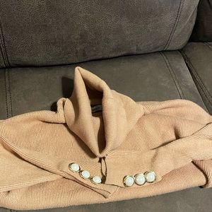 Zara Tan Cropped Sweater with Pearl Details